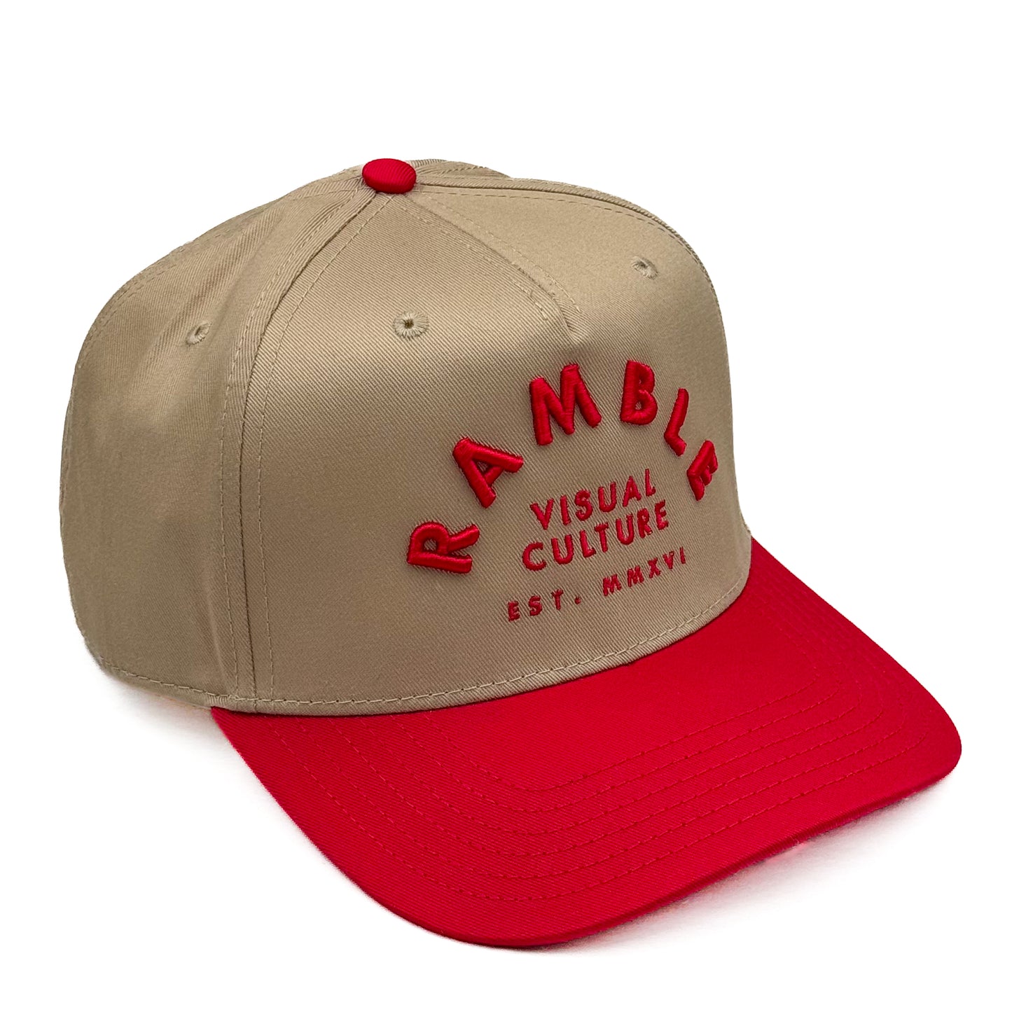 Visual Culture Lockup Hat - khaki/red